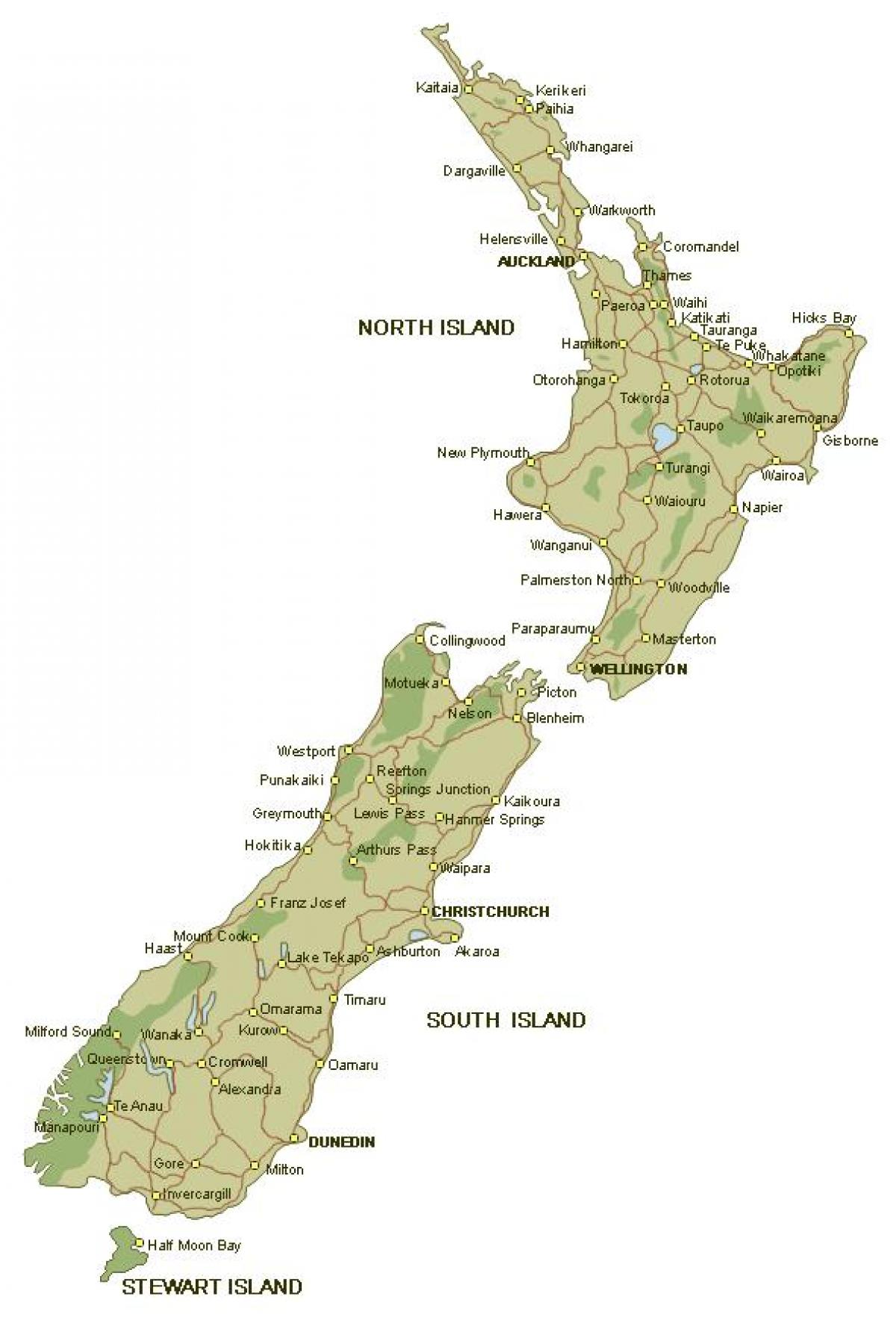 Ayrıntılı Yeni Zelanda haritası 