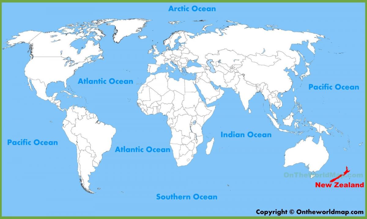 dünya haritası üzerinde Yeni Zelanda konumu 
